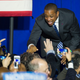 Lt. Gov. of Virginia Justin Fairfax greets supporters on Nov. 7, 2017.